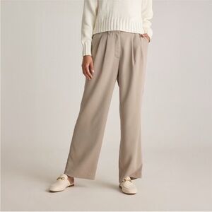 Quince Stretch Crepe Pleated Wide Leg Pants Morel Gray